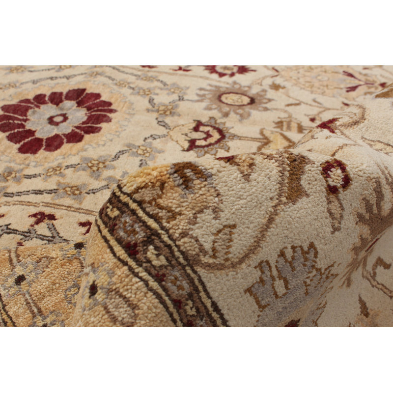 Tapis de bois one-of-kind à la main-noué la 2010 chobi crème 6 pi 2 po x 9 pi en laine 3 po Hunnicutt