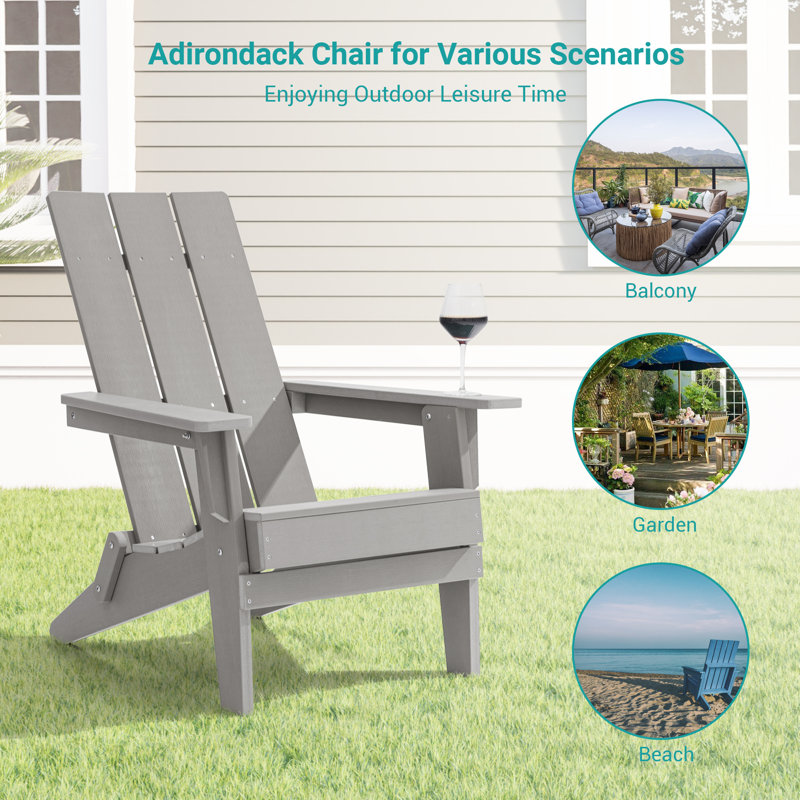 Chaise Adirondack pliable Fairlough HiPS, Gris clair
