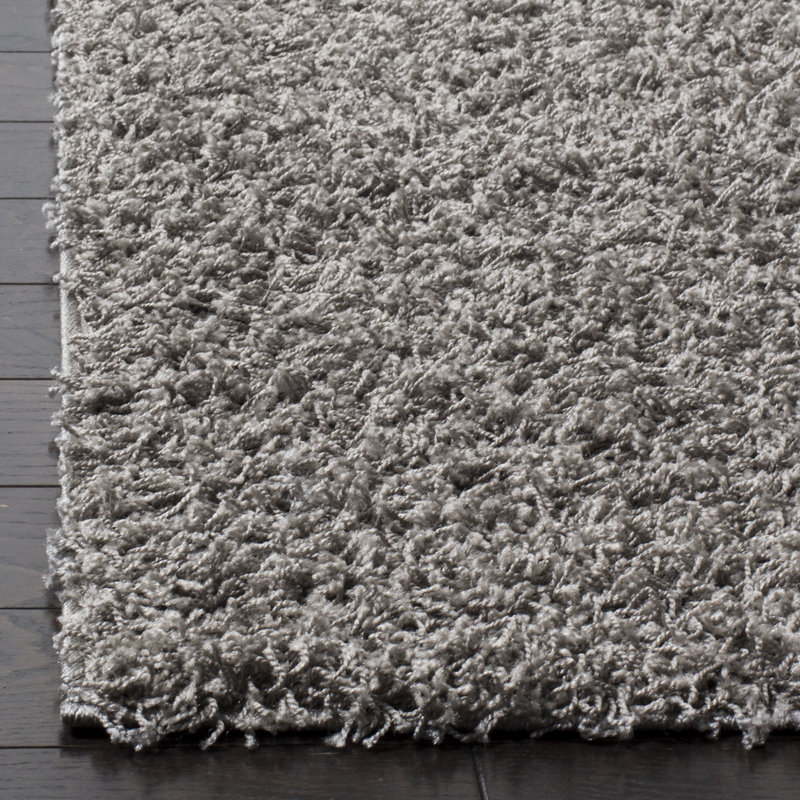 Ashleigh-Marie Solid Color Machine Woven Polypropylene Area Rug in Light Gray, Round 6'7"