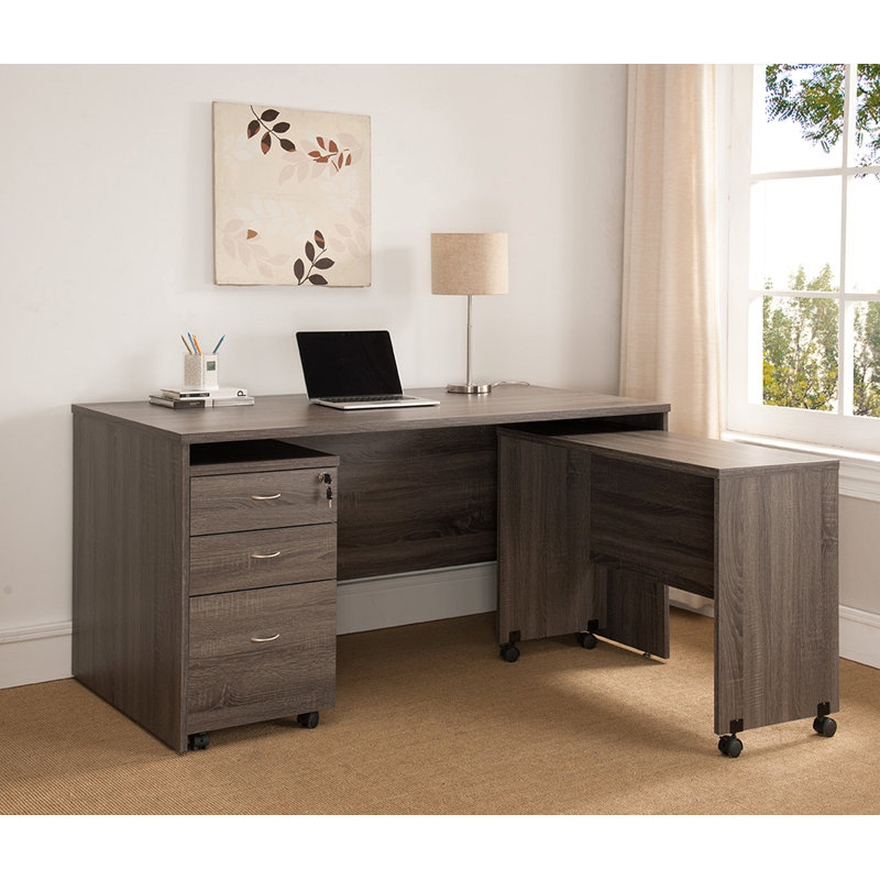 Desk,Wooden Mobile Computer Desk, Home Office Desk - Distressed Grey