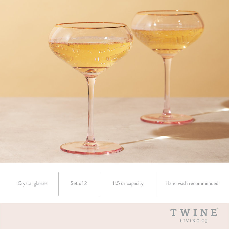 Verres en cristal rose, ensemble de 2