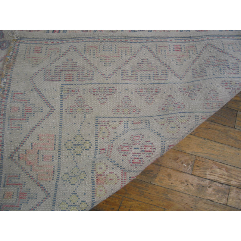 Light Color Tribal Geometric Allover Pattern Antique Indian Cotton Pile Agra Rug