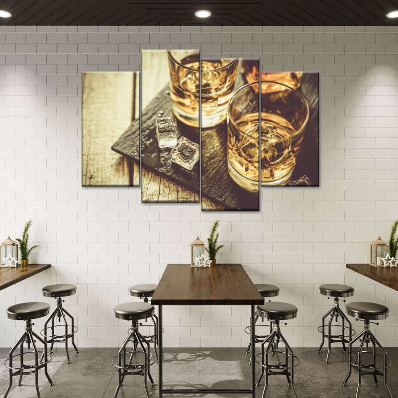 " Rustic Whiskey " 4 - Pieces, 22" H x 36" W x 1" D