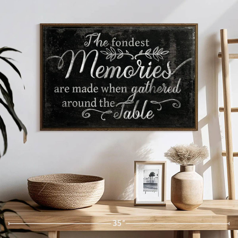 Fondest Memories, typographie, 25 po x 17 po, Cadre flottant noyer