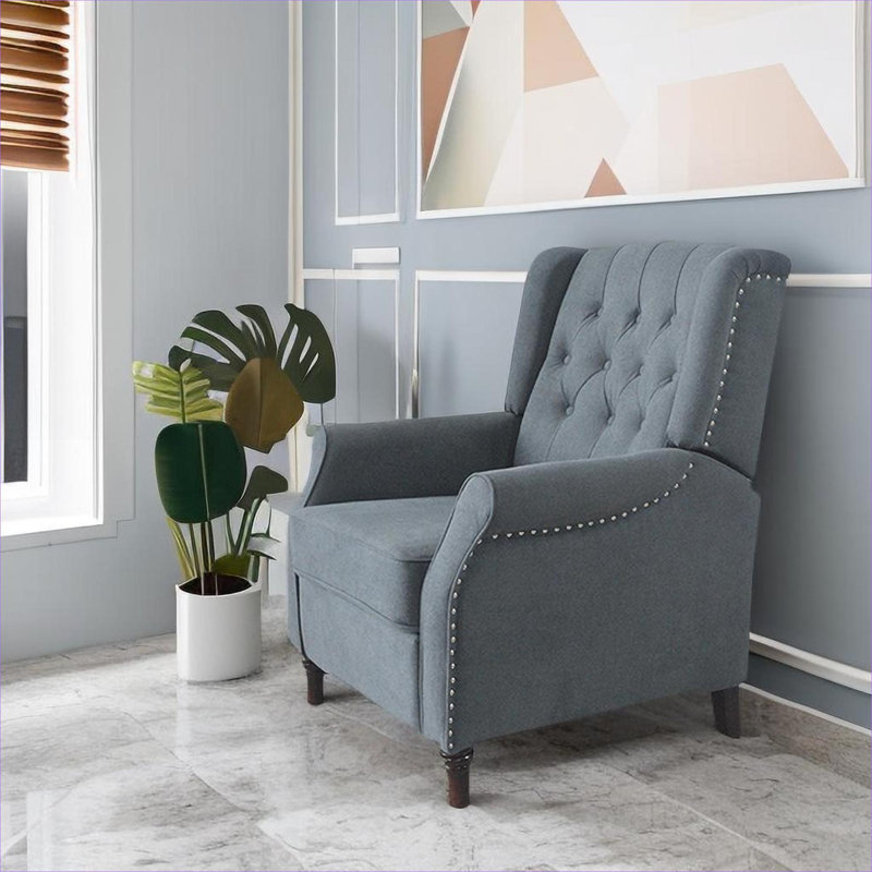  Fauteuil inclinable manuel simple à assise simple, revêtement en lin gris doux pour cinéma maison