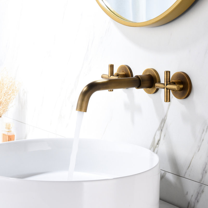 Robinet de salle de bain mural en bronze - Élégant, avec ajustement précis de la température de l'eau du robinet, protection de surface à 7 couches, gestion sans effort