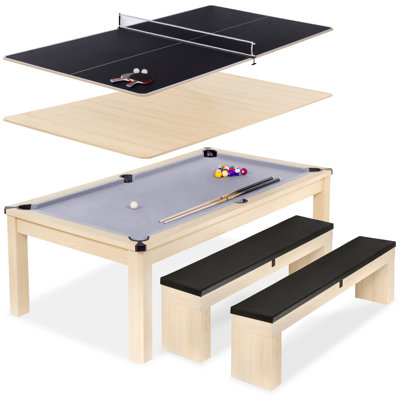 Table de billard avec 2 bancs et table de billard 3 en 1 Gosports