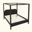 Lit plateforme à baldaquin en bois avec tête de lit et pieds de support-129021734-129021735
