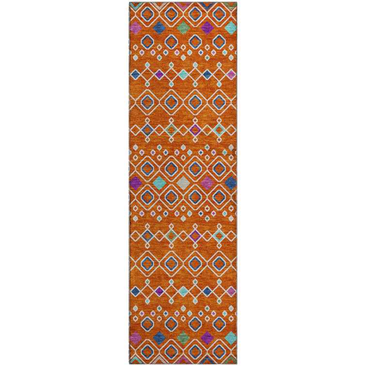 Premium Machine Washable Prisco Orange Rug