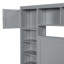 Lit en bois massif gris avec rangement intégré et grand lit avec prises de charge intégrées-474891902