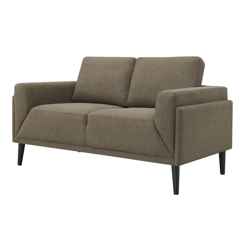 Causeuse à accoudoirs carrés de 64,5 po Hariss, Mélange de polyester brun
