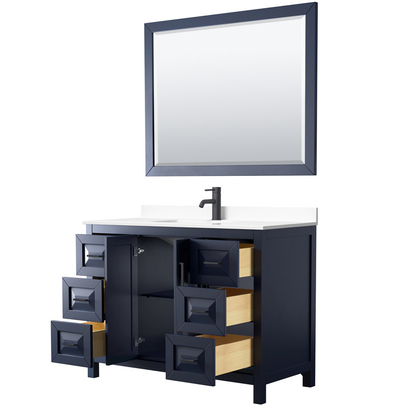 Daria 48'' W Single Vanity, Dark Blue, Matte Black