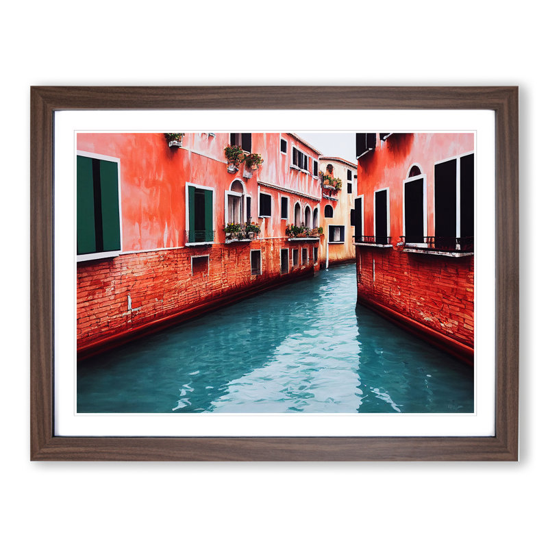 Venice Canal - Framed Print, 46cm H x 64cm W x 2cm D, Walnut