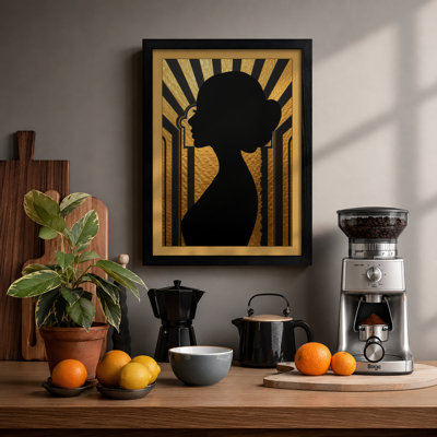 Golden Profile Art Deco - Framed Print