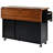 54.5" Farmhouse Kitchen Island With Storage Rack, Drop Leaf, Spice Rack, Rolling Cart & Power Outlet, Black-498068551