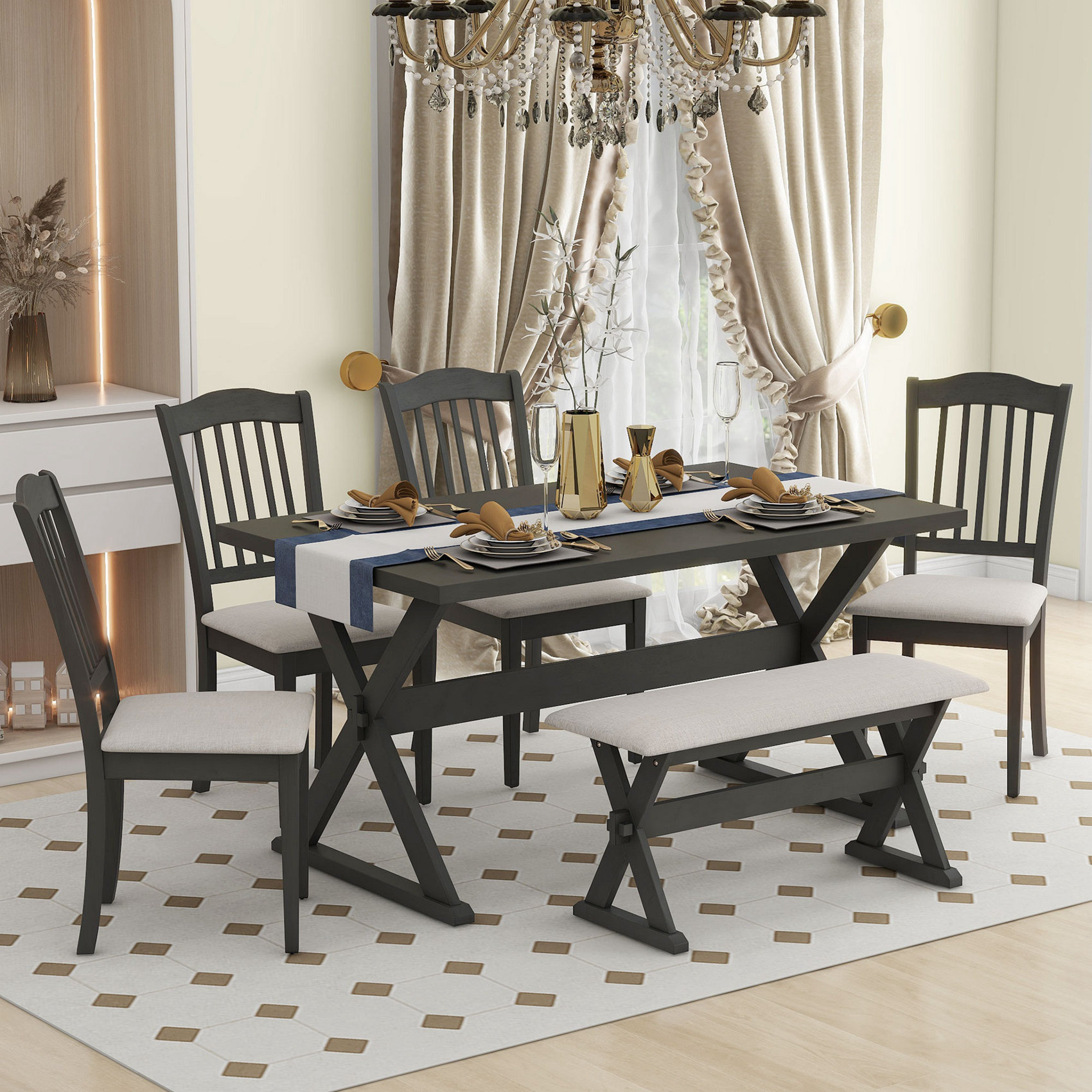 Poe extendable dining set best sale gracie oaks pieces included