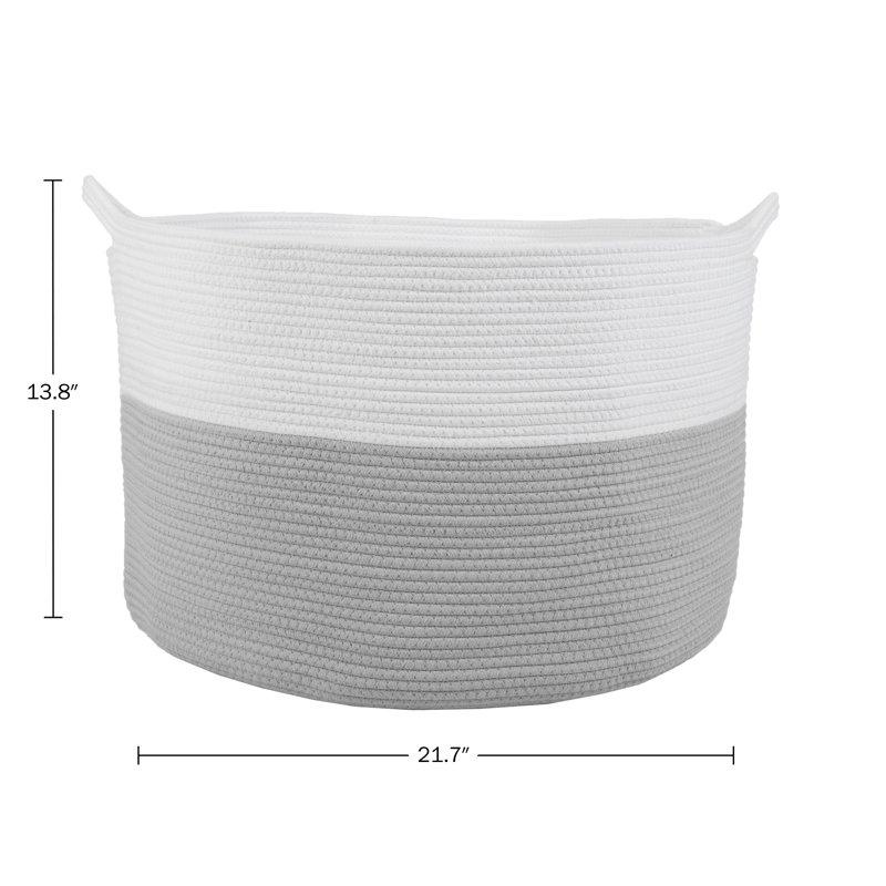 Lavish Home Extra-Large Basket - Cotton Rope Basket with Handles for Laundry, Blanket, Pillow, and Toy Storage - Baskets for Organizing