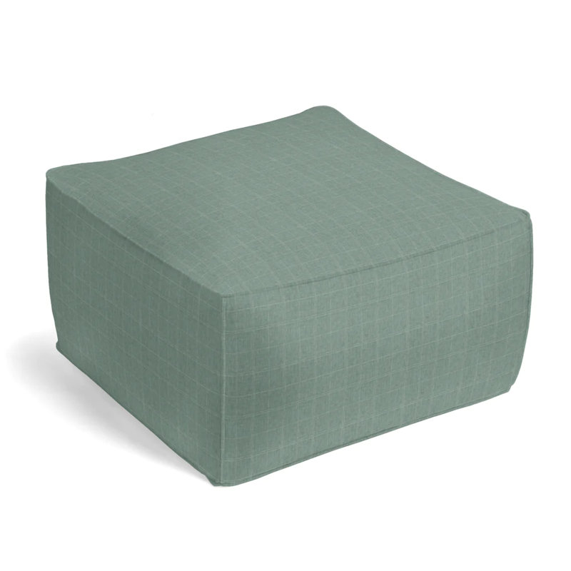 Upholstered Pouf, Glacier Polyester Blend/Cotton Blend
