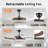 48" Crystal LED Retractable Ceiling Fan with Light and Remote Control, 6-Speed Quiet Reversible DC Motor,4 Blades Modern Ceiling Fans