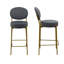 Ensemble de 2 tabourets de bar rembourrés en velours avec tabouret de comptoir rond avec dossier et repose-pieds pour îlot de cuisine-1873463456