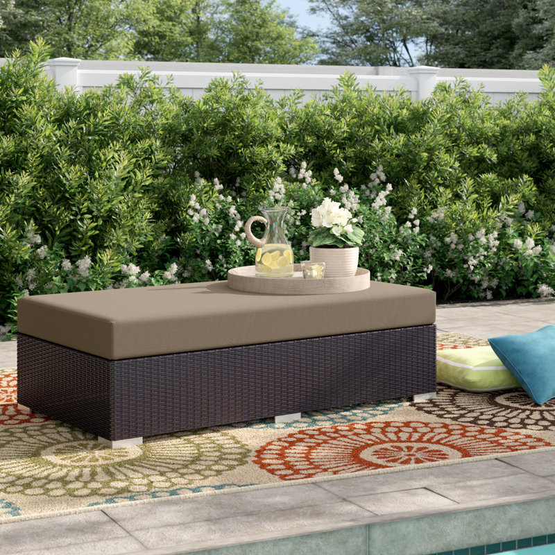 Convene Rectangle Outdoor Ottoman with Cushion, Mocha