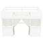 Lit mezzanine double en blanc avec rangement intégré, bibliothèque et rideau, barrières de sécurité, conception d'amusement, style loft, style chalet