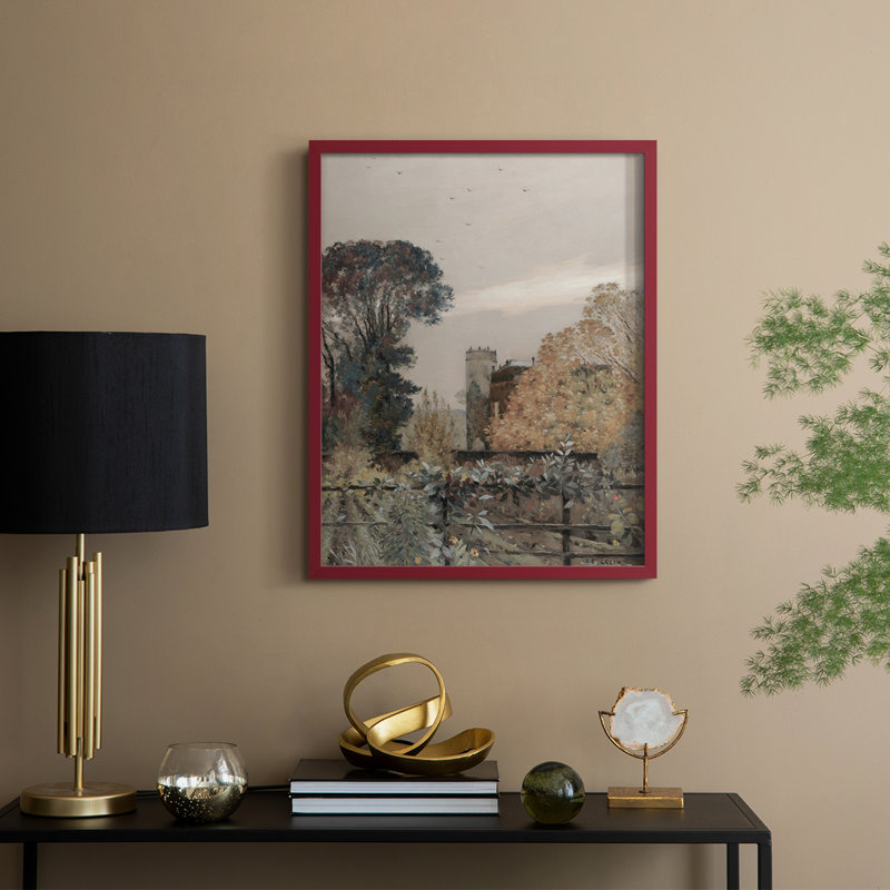 Vintage Landscape CXLIX Framed Print - Solid Wood, H 11 po x l 9 po, Rouge