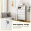 Armoire de rangement moderne à 4 tiroirs avec porte en verre cannelée rabattable