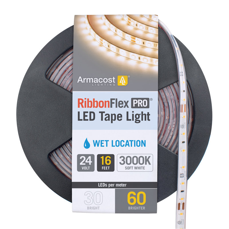 RibbonFlex Pro, 24V, 3000K, 60LED / M, IP67, bande de lumière sous l'armoire 5M, 3000 K