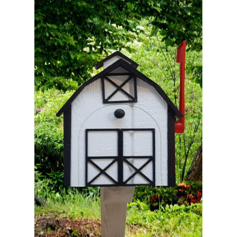 Amish Mailbox, Handmade, Dutch Barn Style Mailbox, White