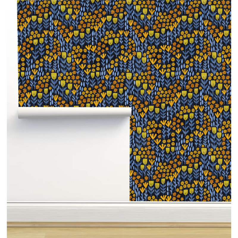 Rouleau de papier peint adhésif texturé L 6 pi x l 24 po Amy Mac Ready Designs, Bleu marine