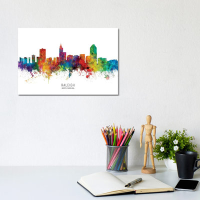 " Raleigh North Carolina Skyline " by Michael Tompsett Painting Print