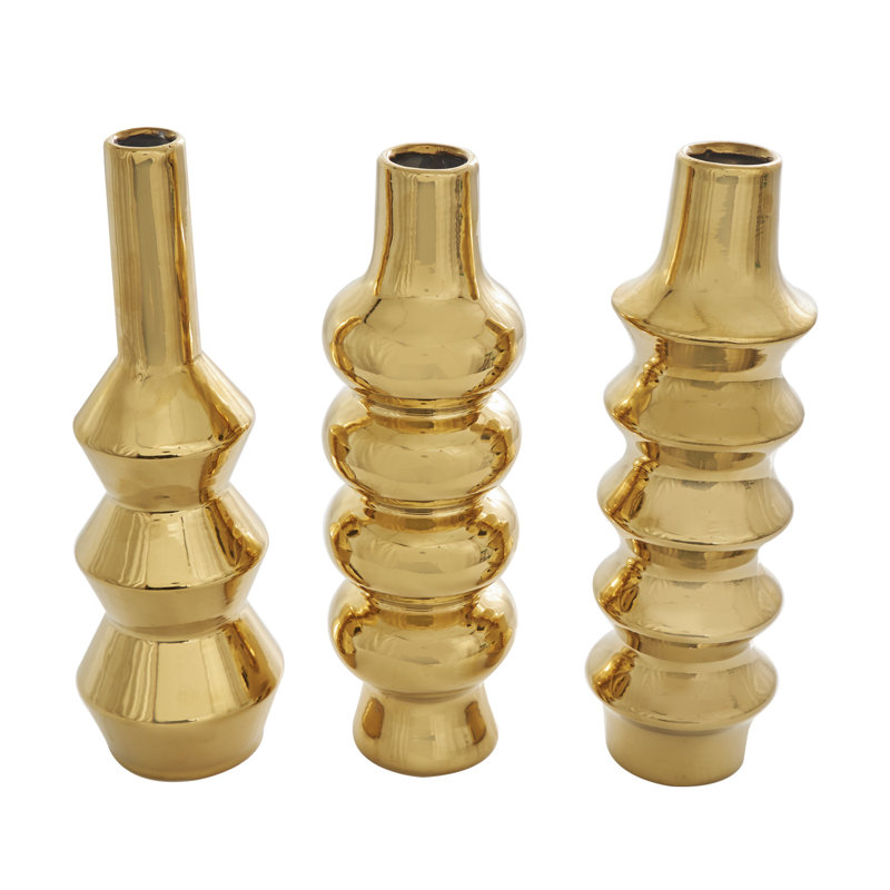 Ensemble de vases en céramique Endri, Or, Très grand