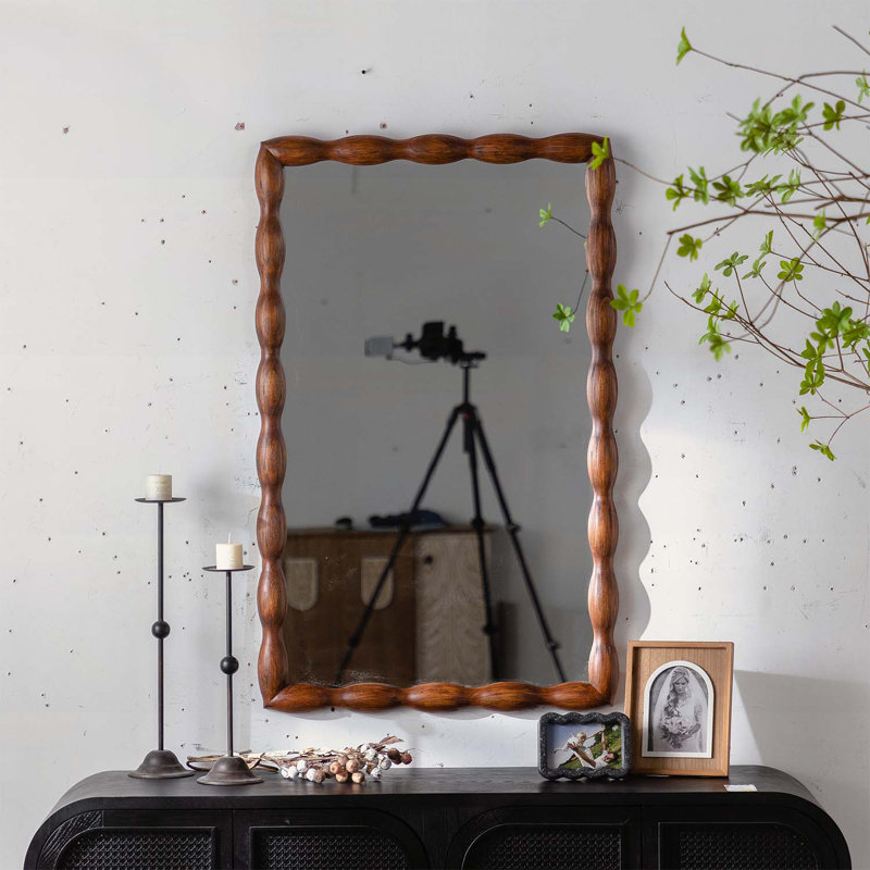 Modern Mirror with Wood Frame