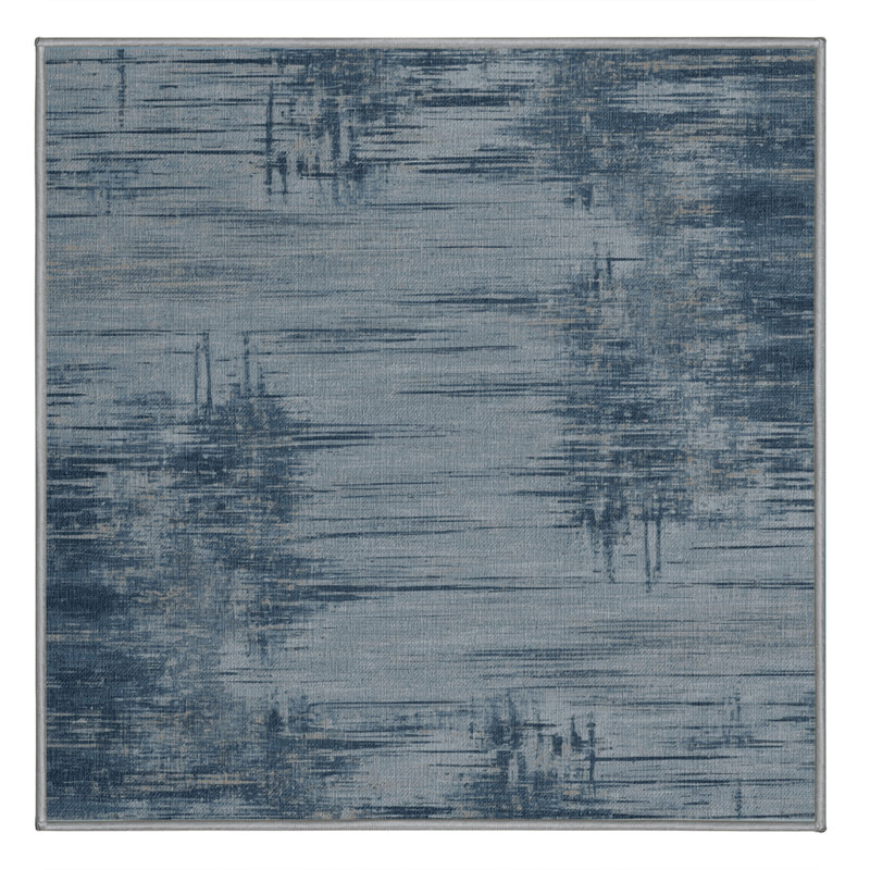 Tapis abstrait gris lavable à la machine, Carré 5 pi
