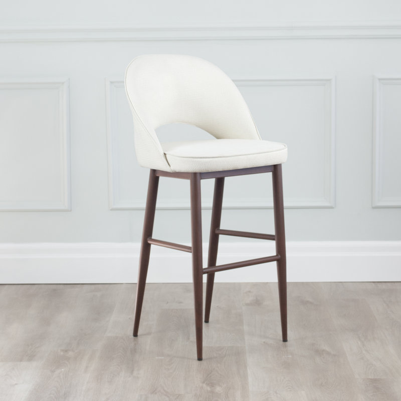 Jynae Upholstered Counter Stool with Steel Frame, Off White, Counter Stool 26" Seat Height