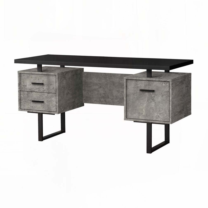 Bureau d'ordinateur à domicile avec tiroirs de rangement, Noir/gris