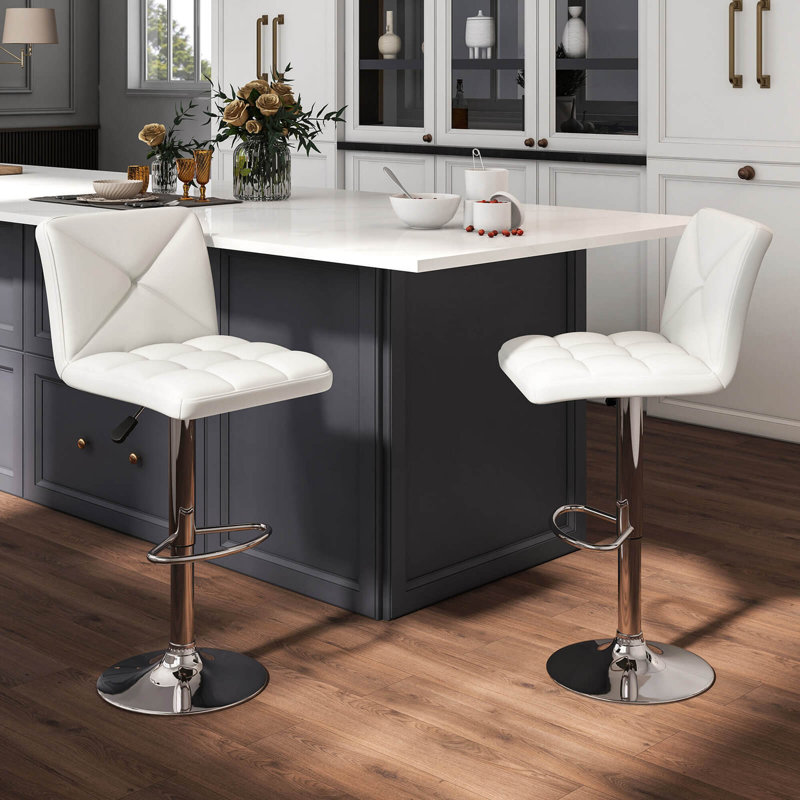 Ensemble de 2 tabourets de bar modernes rembourrés en cuir PU , Blanc