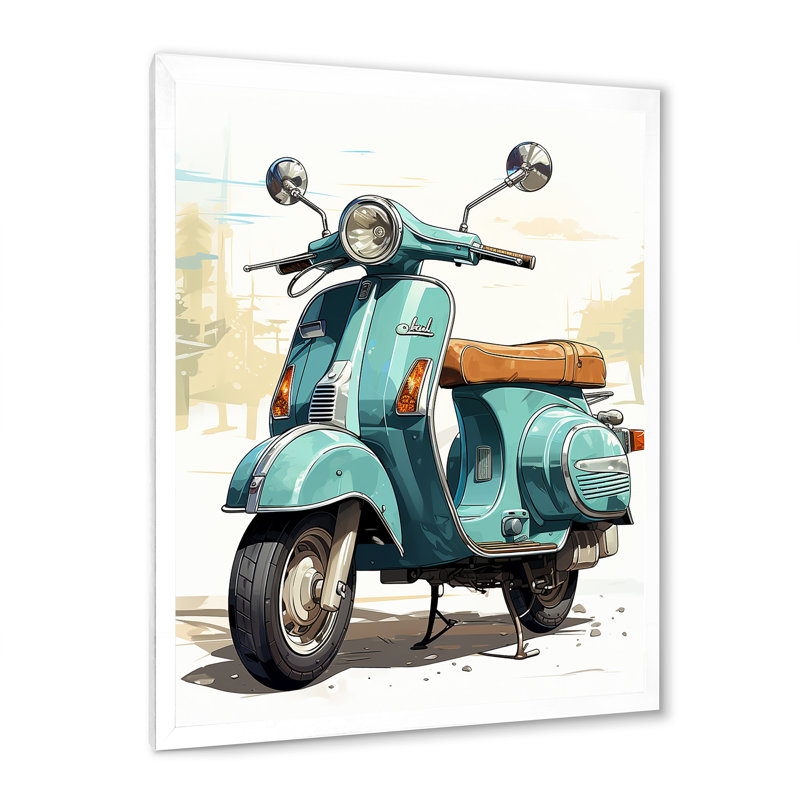 Calita Scooter Retro Rider II - Imprimé, H 20 po x l 12 po x P 1 po, Cadre photo blanc