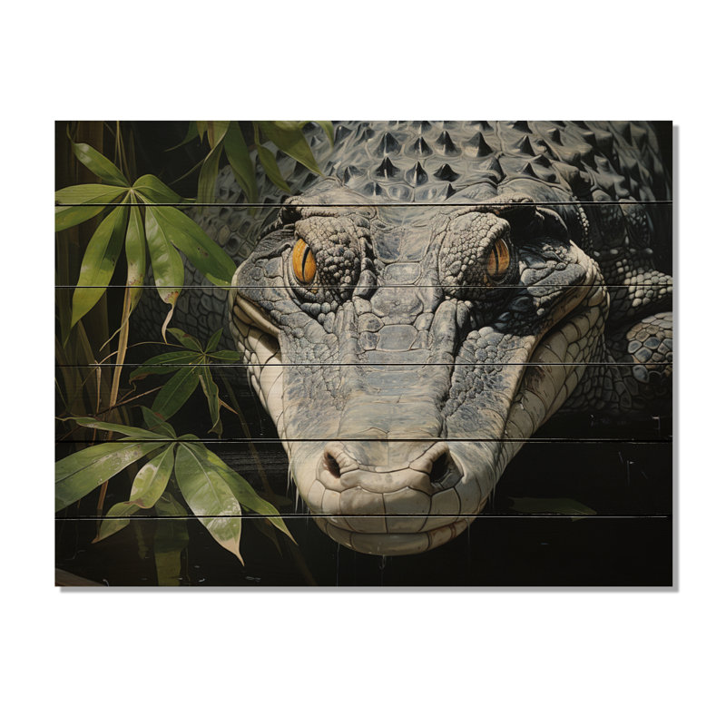 Crocodiles d'Afrique, impression sur bois, H 30 po x l 40 po x P 0,78 po