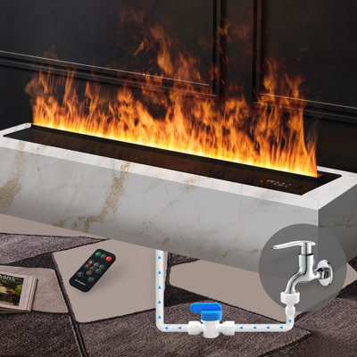 Electric Fireplace with Water Connection Direct,Fireplace with Realistic Atomized Flame,with Remote Control Electric Steam Fireplace(Size:W7.87x H8.27 in)