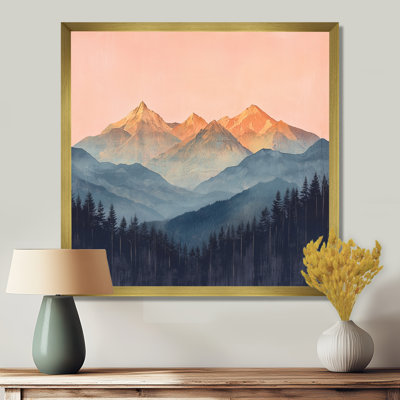Lumière dorée sur les pics de cristal rose III - montagnes, art mural