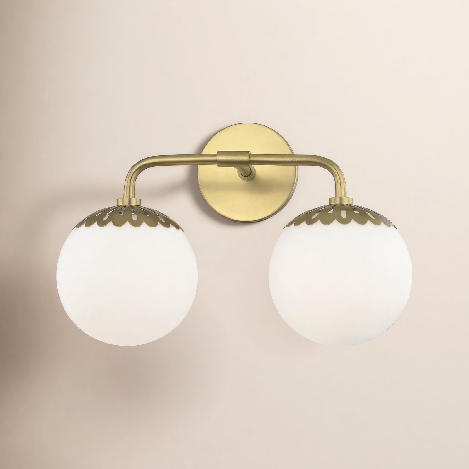 Deniaud 2 Light Vanity Light, Aged Brass