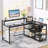 Reversible L -Shaped Computer Desk with Monitor Stand-276124920