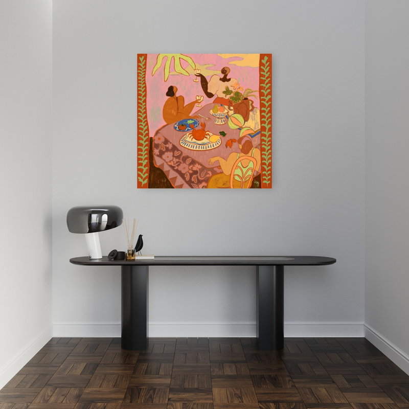 «Luncheon with the dames», impression d'art abstrait coloré sur un crabe coloré, 32" H x 32" W