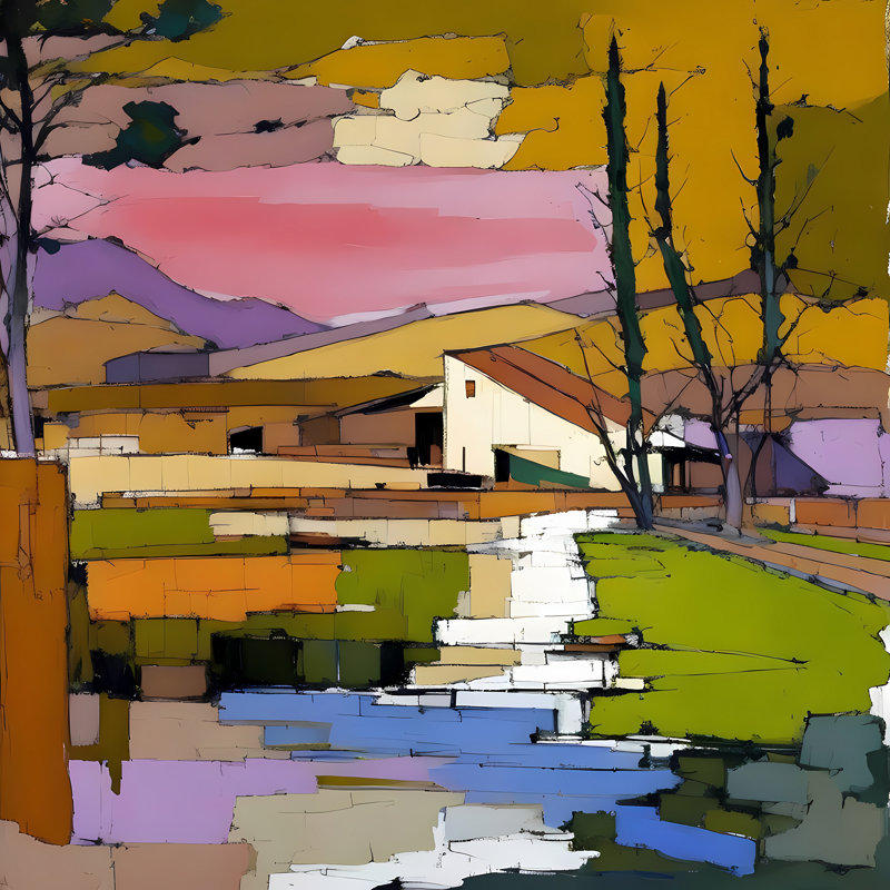 Mid Century Retreat, 36" H x 36" W