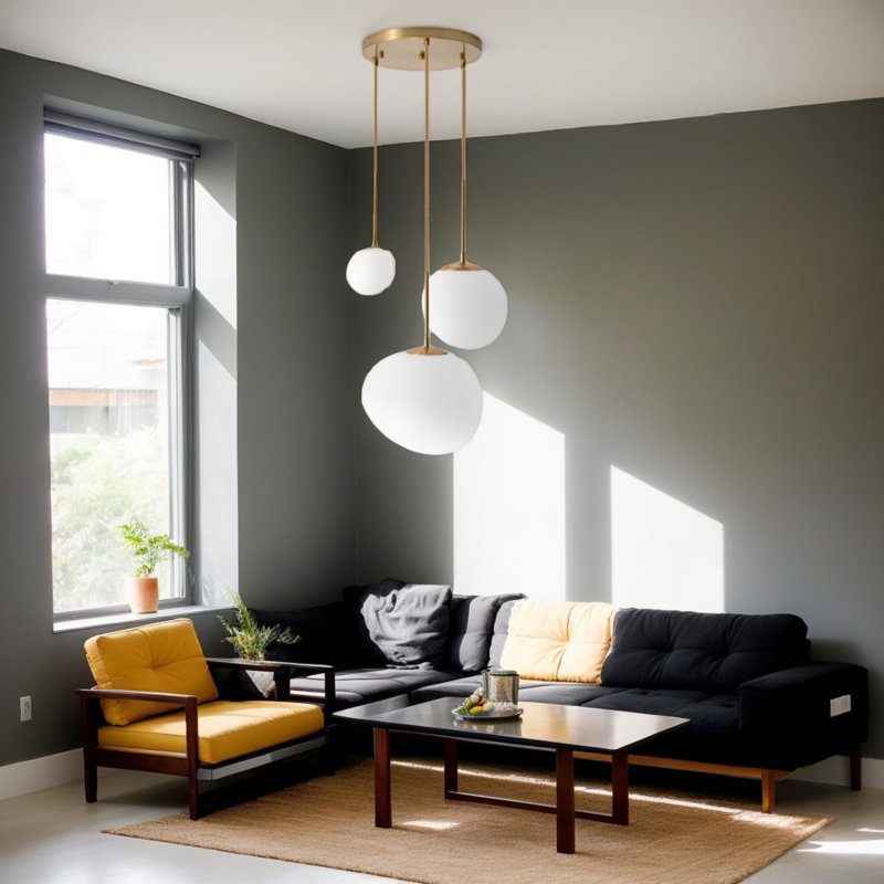 Luminaire suspendu doré à trois têtes dorées irrégulières E26