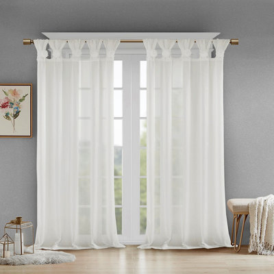 Floral Embellished Cuff Tab Top Solid Curtain Panel(Only 1 Pc Panel)