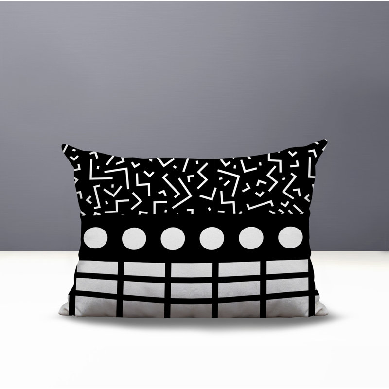 Oreiller rectangulaire réversible intérieur / extérieur Poptik, Rectangulaire H 14 po x l 20 po, Noir
