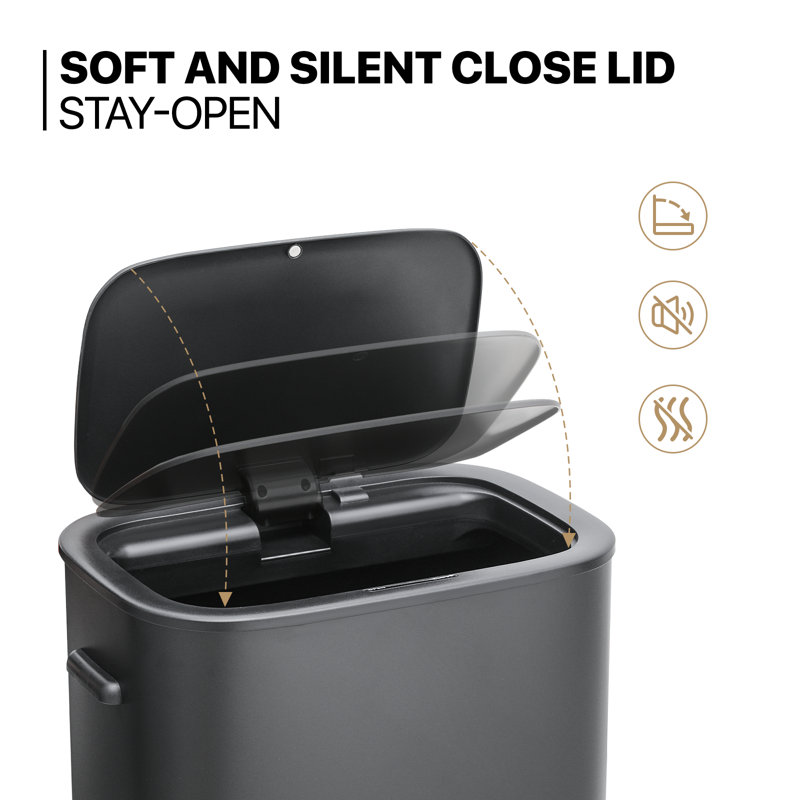 Black 14.5-Gallon Touchless Stainless Steel Automatic Trash Can